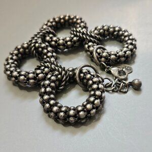 MARK Gunmetal Silvertone Rustic Bracelet Chunky Textured Rings Chain